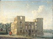 Jan ten Compe Berckenrode Castle in Heemstede after the fire of 4-5 May 1747: rear view. oil